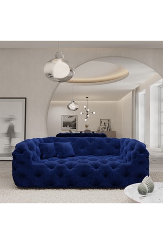 Canapé - Bleu marine - 2 places - En tissu velours