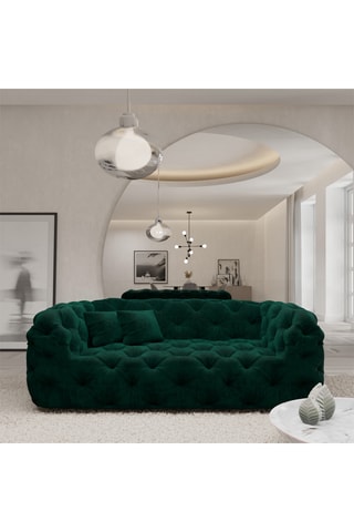 Canapé - Vert foncé - 2 places - En tissu velours