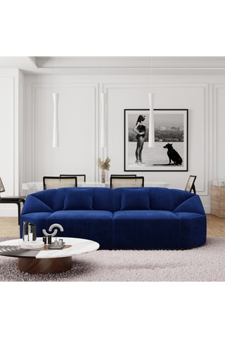 Canapé - Bleu - 3 places - En tissu velours