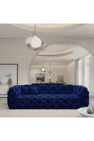 Canapé - Bleu marine - 3 places - En tissu velours