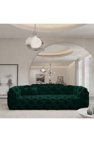 Canapé - Vert foncé - 4 places - En tissu velours