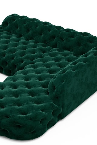 Canapé d'angle droit - Vert foncé - 5 places - En tissu velours