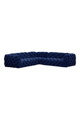 Canapé d'angle réversible - Bleu marine - 6 places - En tissu velours -