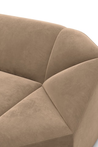 Canapé d'angle panoramique droit - Marron - 7 places - En tissu velours - 75 x 341 x 211 cm