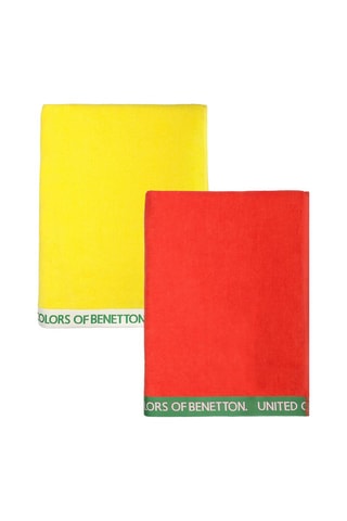 2 serviettes de plage - Jaune et rouge - 90 x 160 cm
