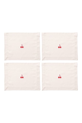 4 sets de table - Rouge et crème - 45 x 35 cm