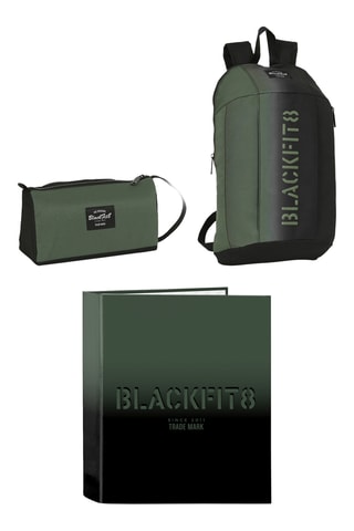 Trousse garnie - 32 pièces et Classeur à anneaux, Sac à dos - Kaki et noir