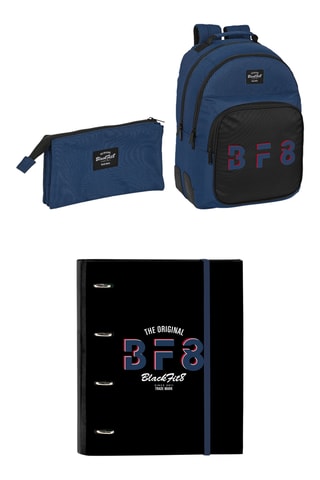 Trousse garnie - 32 pièces et Classeur à anneaux, Sac à dos - Bleu et noir