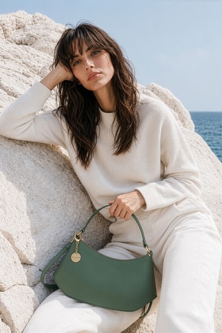 Sac porté épaule en cuir Rory - Vert