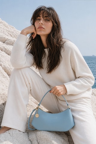 Sac porté épaule en cuir Rory - Bleu clair