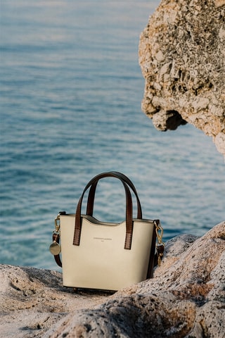Sac à main en cuir Bailey - Blanc et marron