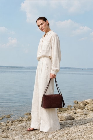Sac porté épaule en cuir Yrah - Bordeaux