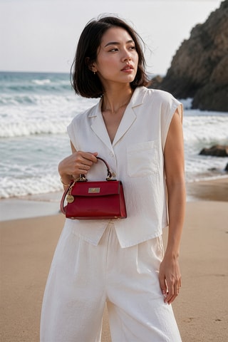 Sac à main en cuir Malia - Rouge