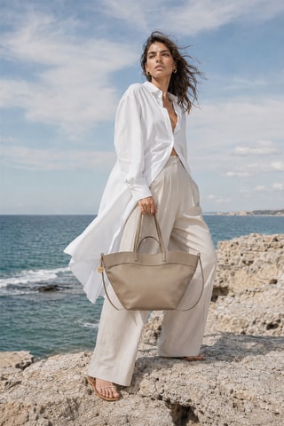 Sac porté épaule en cuir Nyla - Taupe