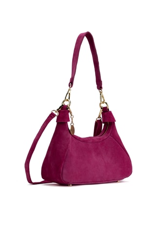 Sac porté épaule en nubuck River - Fuchsia