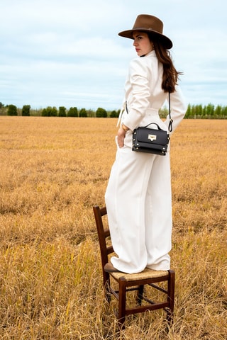 Sac bandoulière en cuir Mila - Noir