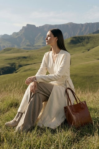 Sac porté épaule en cuir Costa - Camel