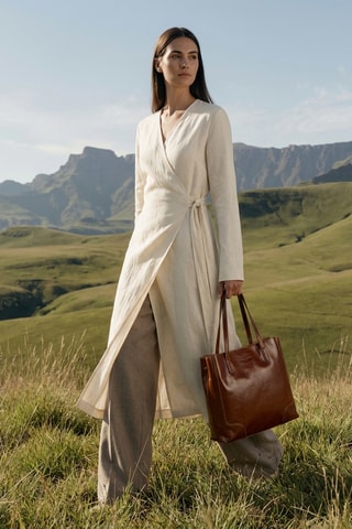 Sac porté épaule en cuir Costa - Camel