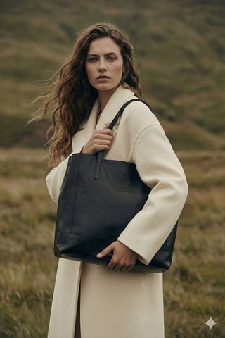 Sac porté épaule en cuir Costa - Noir