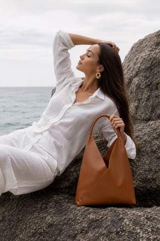 Sac porté épaule en cuir Celiah - Bordeaux