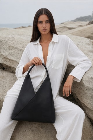 Sac porté épaule en cuir Celiah - Noir