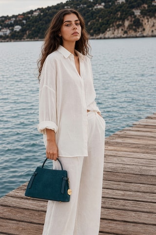 Sac à main en cuir Ada - Bleu