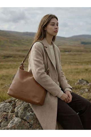 Sac porté épaule en cuir Orient - Camel