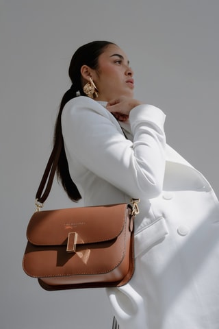 Sac porté épaule en cuir Roma - Marron