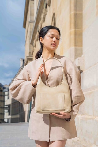 Sac porté épaule en cuir Calma - Blanc