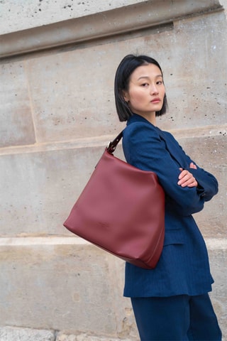Sac porté épaule en cuir Orient - Bordeaux
