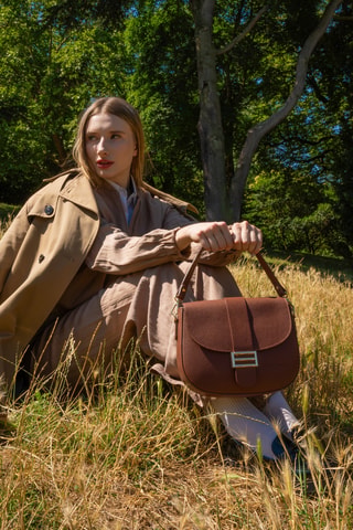 Sac besace en cuir Ophia - Marron