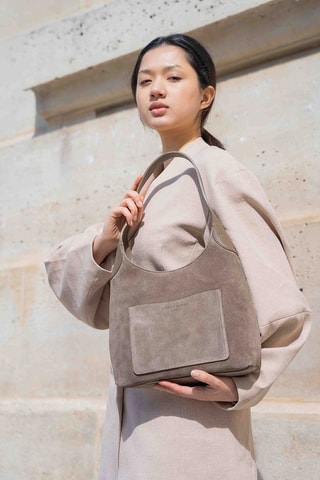 Sac porté épaule en cuir Calma - Taupe