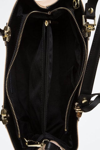 Sac à main en cuir Armel - Beige et noir