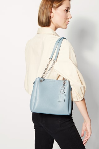 Sac porté épaule en cuir Rachel - Bleu canard