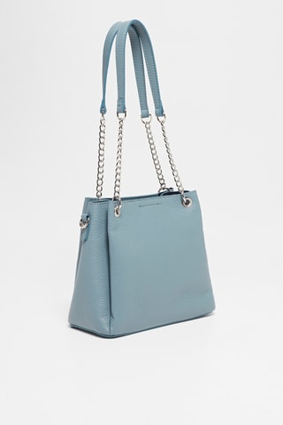 Sac porté épaule en cuir Rachel - Bleu canard