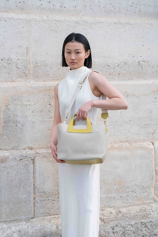 Sac bandoulière en cuir Capri - Blanc et marron