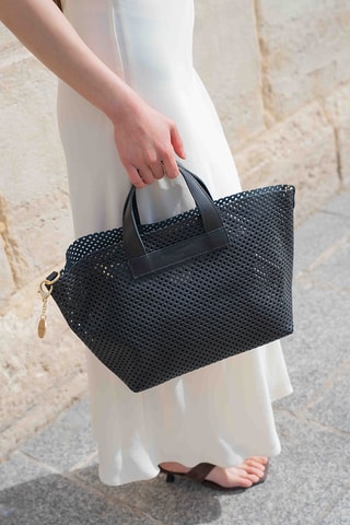 Sac bandoulière en cuir Capri - Noir