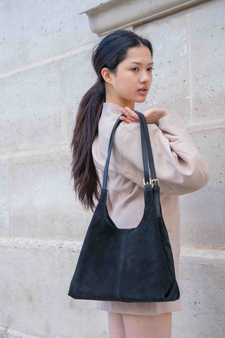 Sac porté épaule en cuir Sierra - Noir