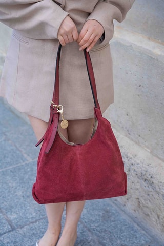 Sac porté épaule en cuir Sierra - Bordeaux