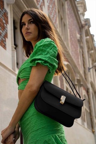 Sac porté épaule en cuir Roma - Noir