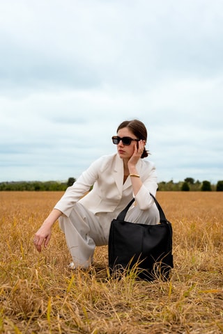 Sac à main en cuir Maxi Agathe - Noir
