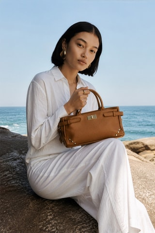 Sac à main en cuir Leana - Marron