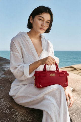Sac à main en cuir Leana - Rouge