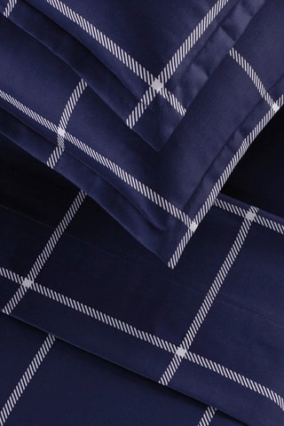 Funda de almohada de satén de algodón 80 hilos/cm² Amélia - Azul oscuro y blanco