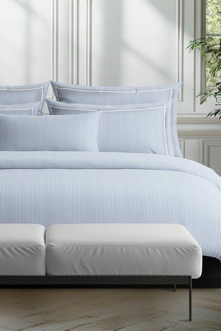 Funda de almohada de percal de algodón 80 hilos/cm² Dauphine - Azul claro y blanco
