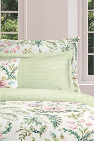 Funda de almohada de satén de algodón 80 hilos/cm² Traits peints - Verde