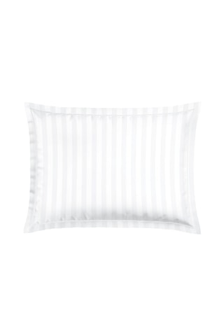 2 fundas de almohada de satén de algodón 79 hilos/cm² Jacquard Barque - Blanco