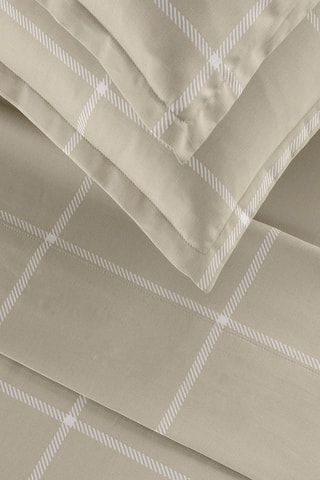 Funda de almohada de satén de algodón 80 hilos/cm² Amélia - Topo y blanco