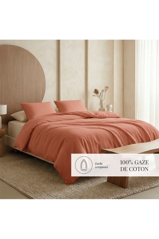 Funda de almohada de gasa de algodón 85 hilos/cm² - Terracota