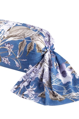 Funda de almohada de satén de algodón 80 hilos/cm² Hortensia - Azul y blanco